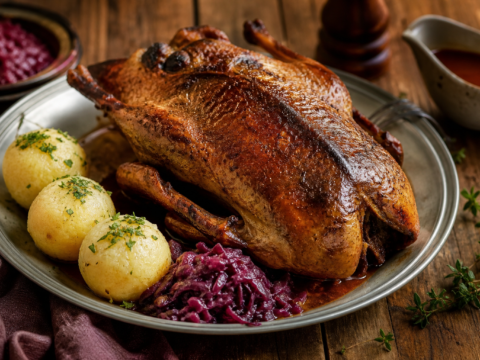 Bayerische Ente mit Blaukraut und Kartoffelknödeln - zdjęcie 1