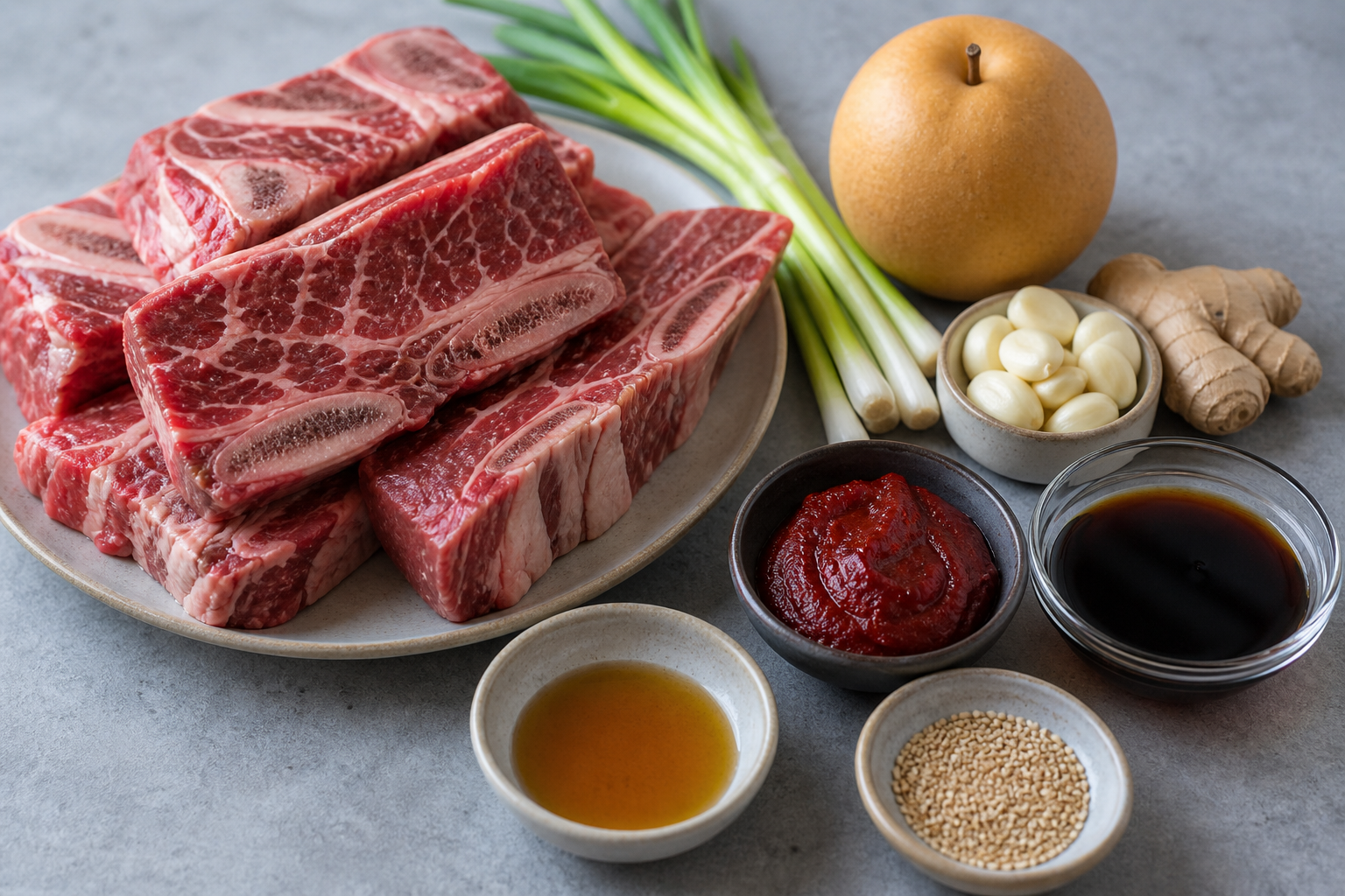 Wolno pieczone galbi z wołowych żeberek w marynacie z gruszki i gochujang - zdjęcie 2