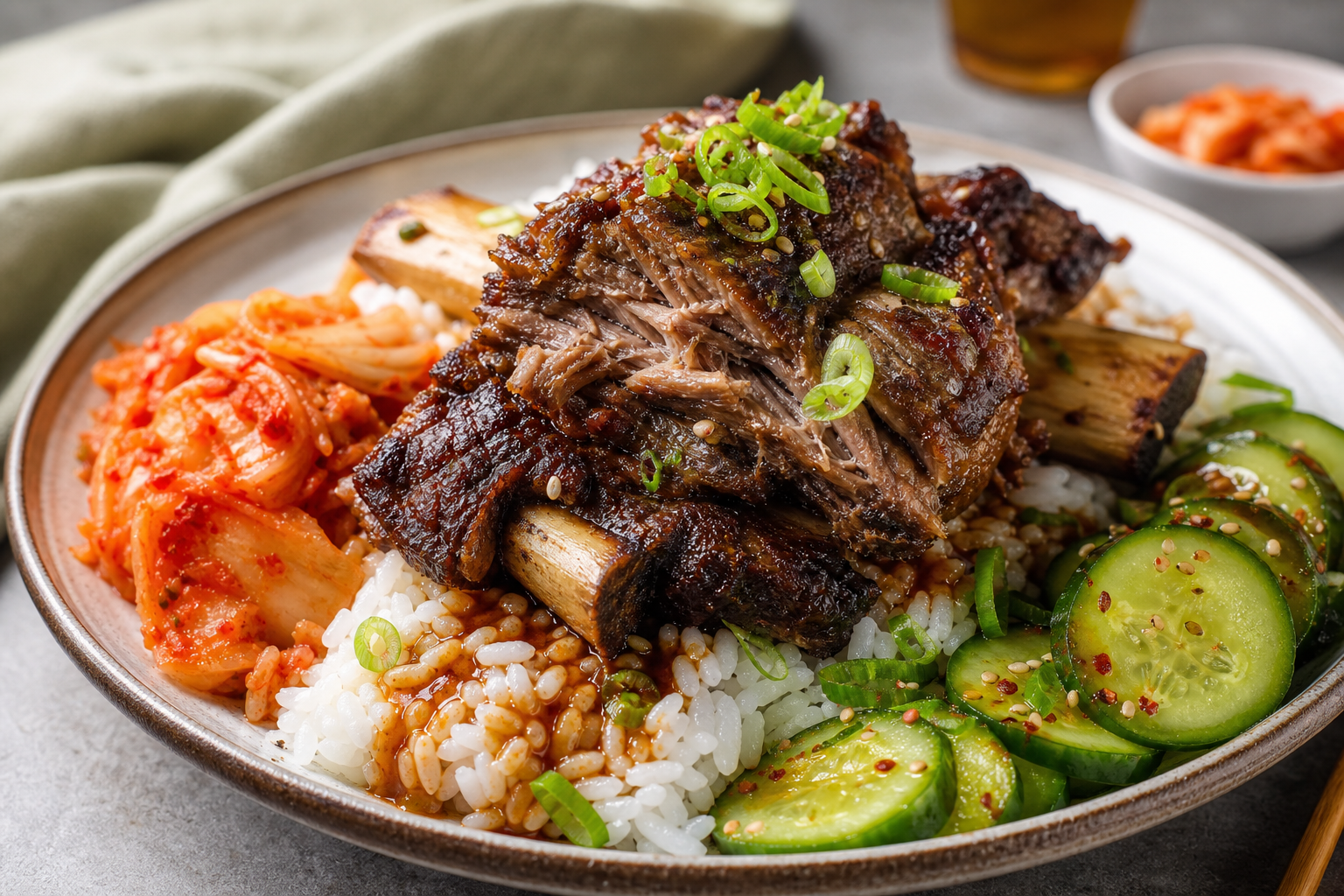 Wolno pieczone galbi z wołowych żeberek w marynacie z gruszki i gochujang - zdjęcie 3