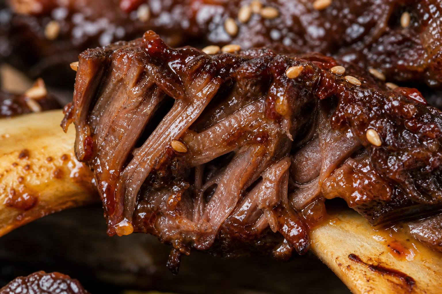 Wolno pieczone galbi z wołowych żeberek w marynacie z gruszki i gochujang - zdjęcie 4