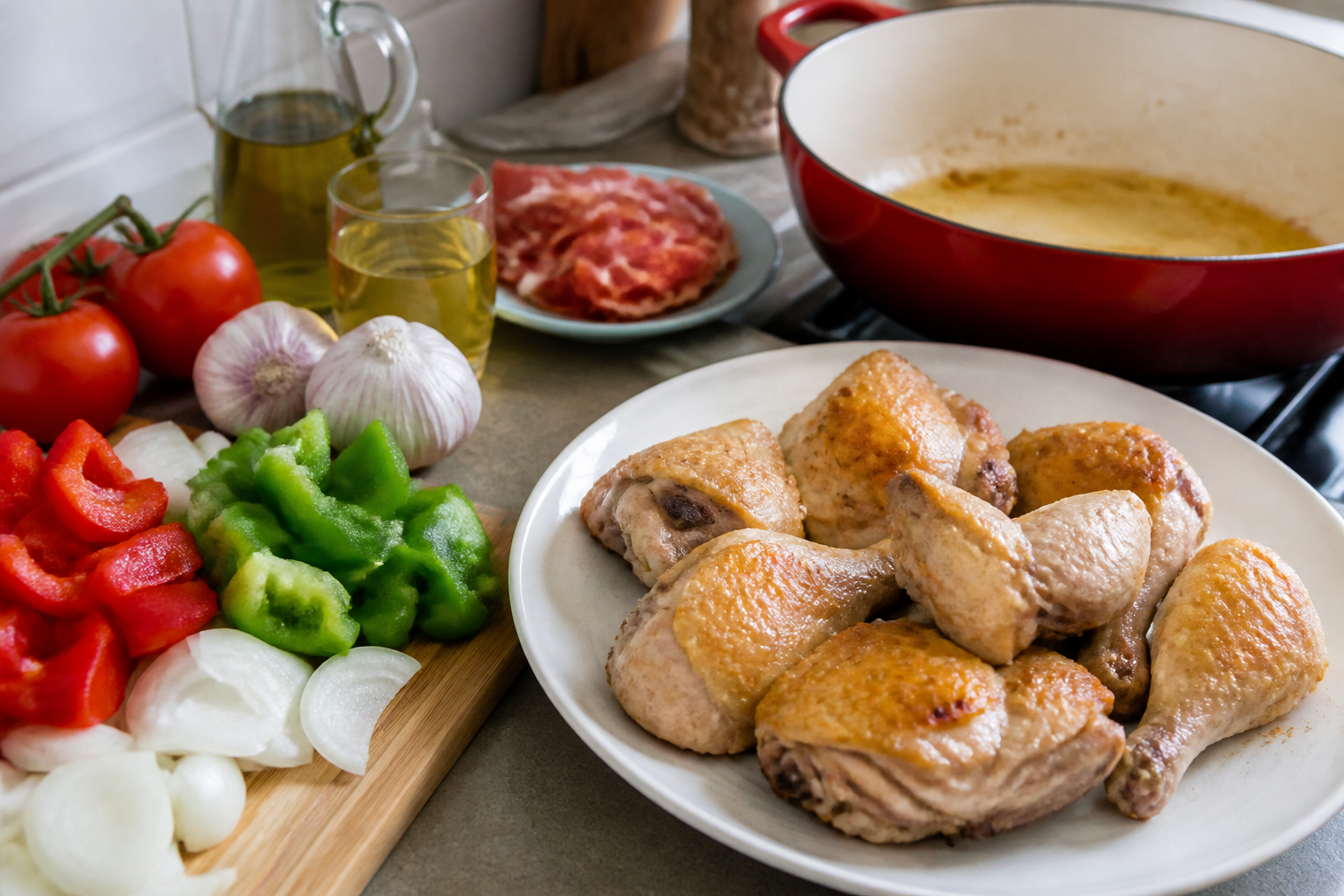 Pollo al chilindrón – aragoński kurczak w sosie z papryki, pomidorów i jamón serrano - zdjęcie 2